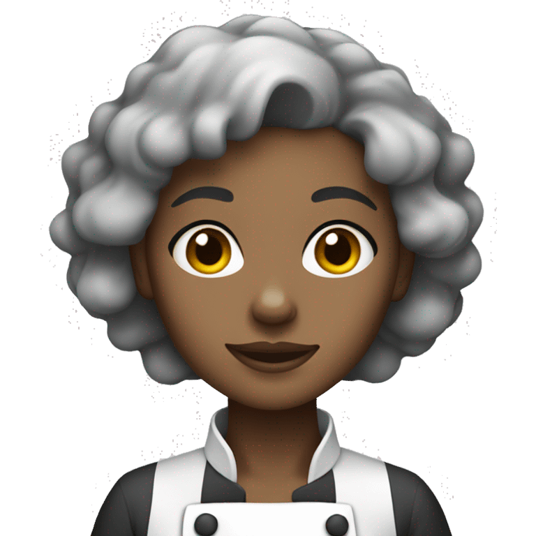 black female light dark skin chef clothes curly grey hair emoji