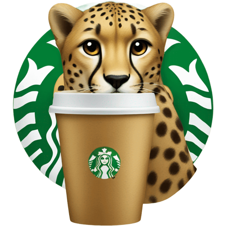 cheetah with starbucks emoji