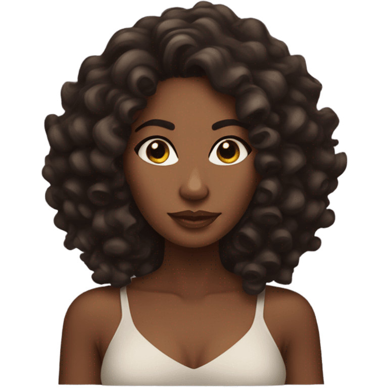 Brownskin African American woman with black bombshell curls emoji