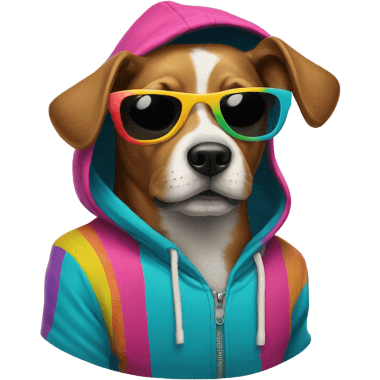 Dog with hoody and sunglasses  emoji