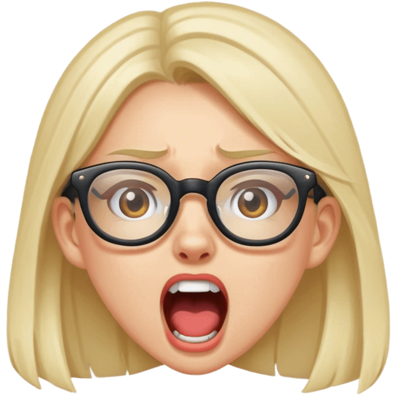 Girl with glasses yelling no emoji