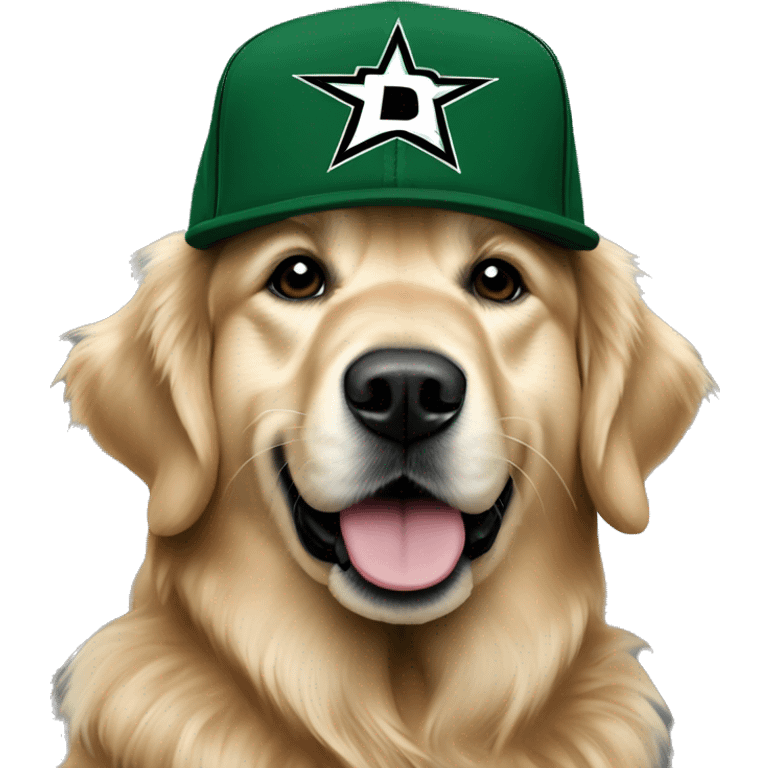 Golden retriever with dallas stars hat emoji