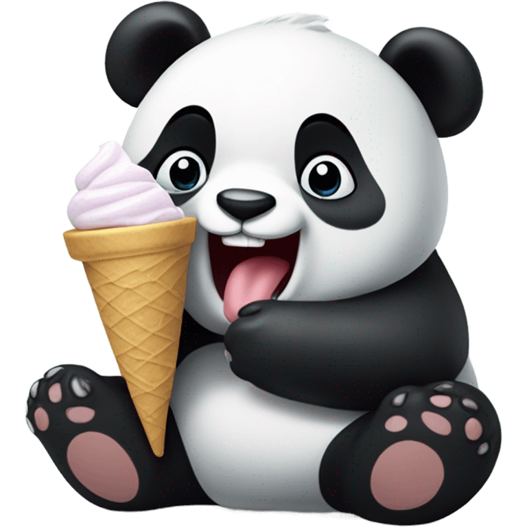 Panda eating ice cream emoji