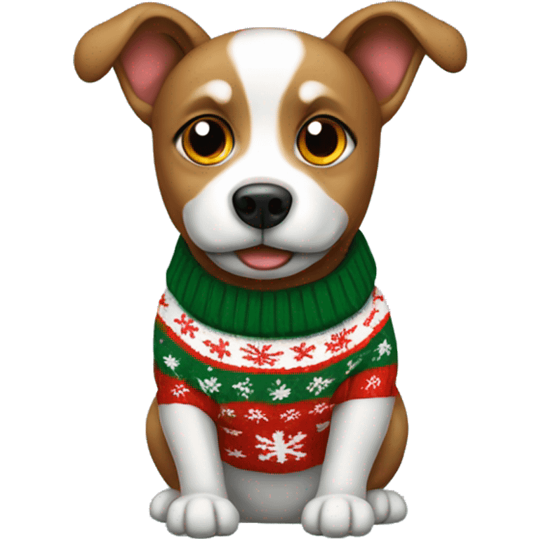 Dog wearing Christmas sweater emoji