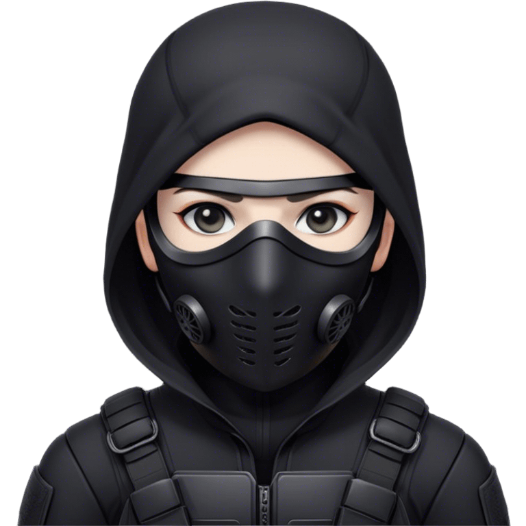 A masked assassin in a black tactical suit emoji