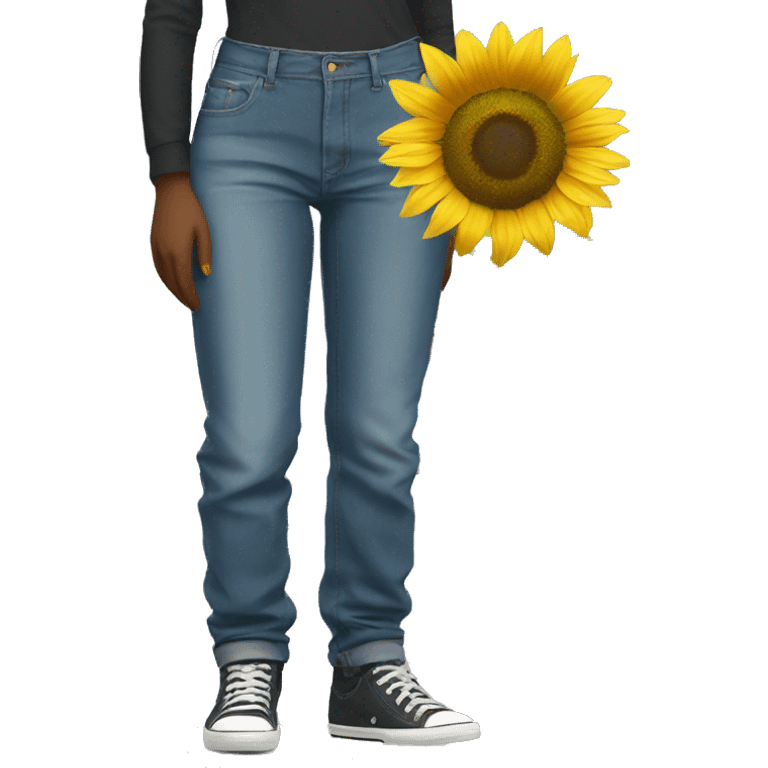 sunflower wearing baggy jeans emoji