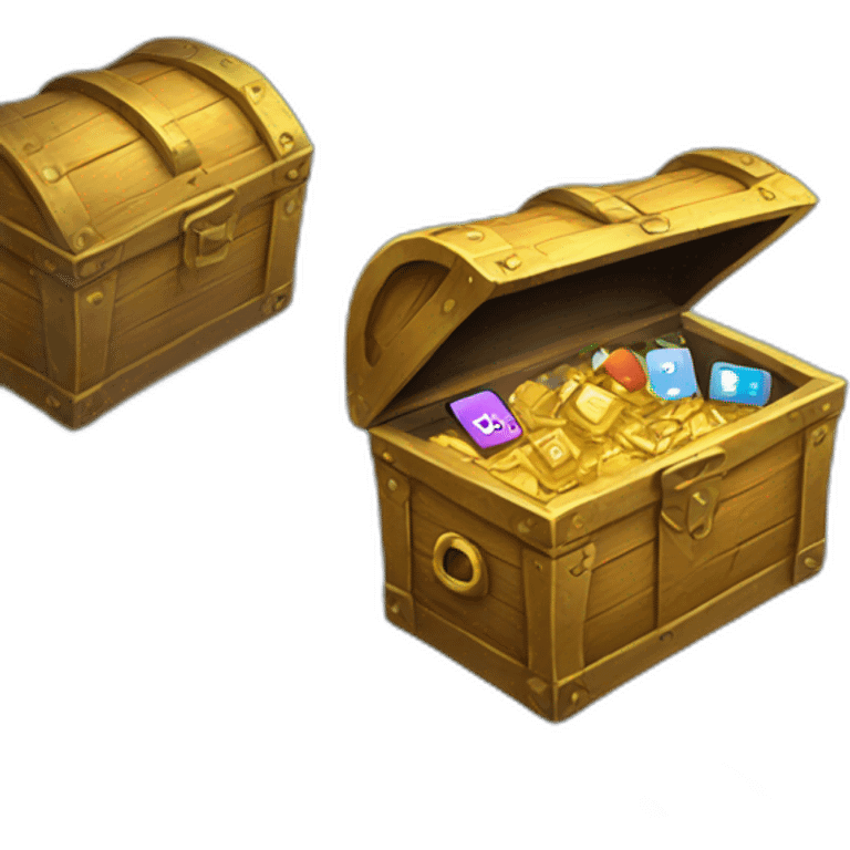 open treasure chest with smartphones inside emoji