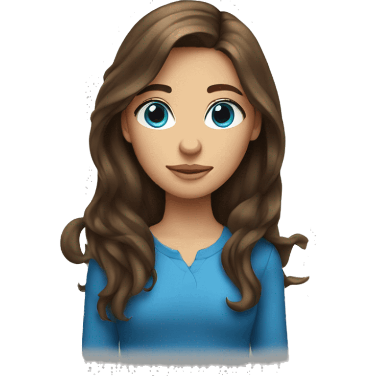 young woman with long brown hair and blue eyes emoji