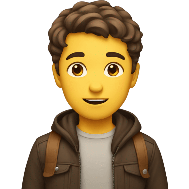 Boy with brown hair and  on yellow background  emoji