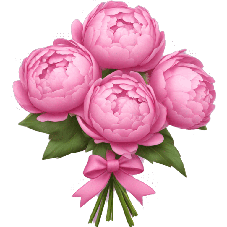 a bouquet of peonies with a little coquette bow emoji