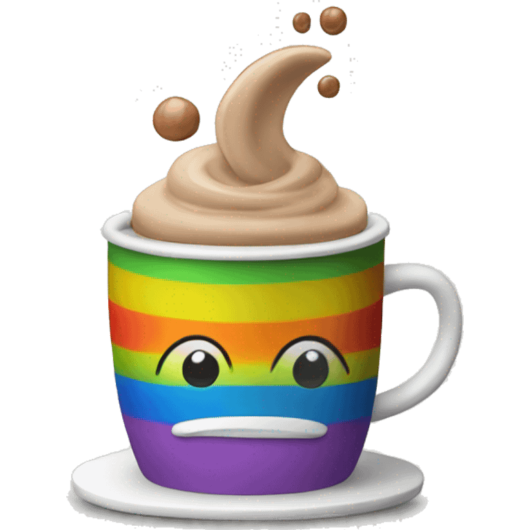 Rainbow coffee cup with hot coco  emoji