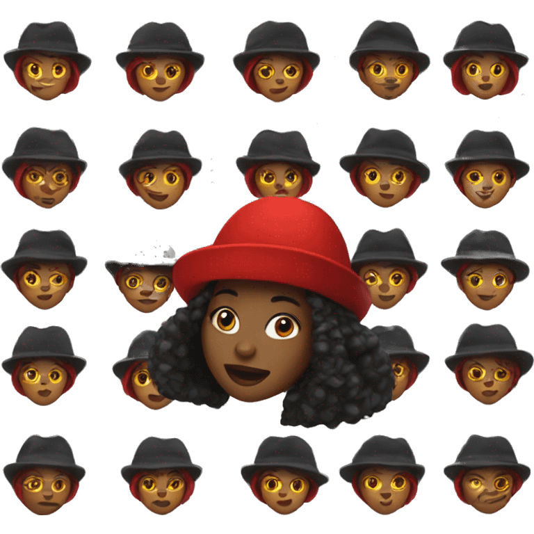 black woman with red hat emoji