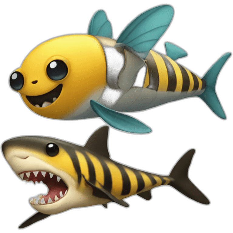 Bee with shark emoji