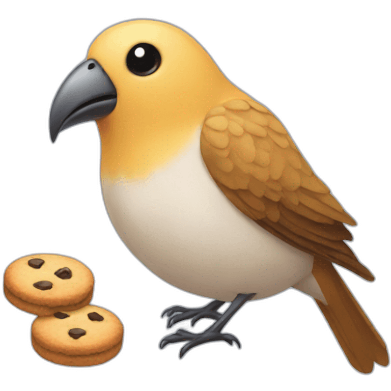 A bird with a cookie emoji