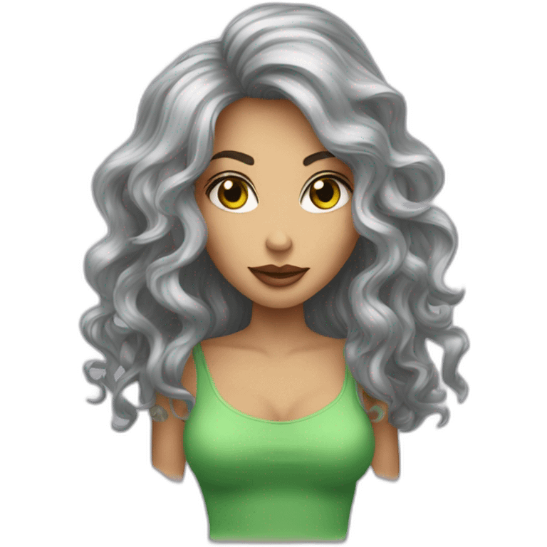 femme grande cheveux chatains les yeux verts et les levres epaisses emoji