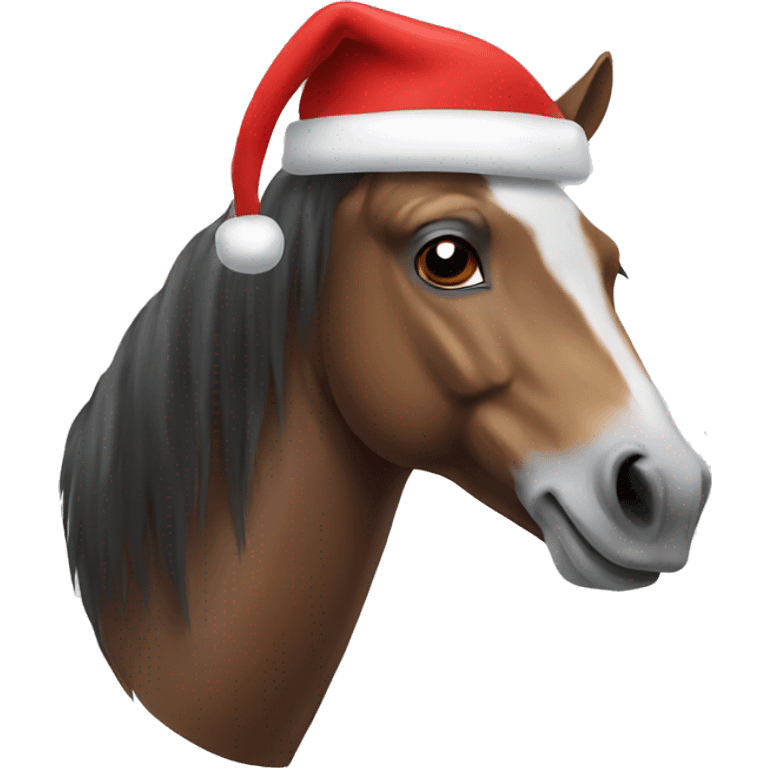 Horse with Santa hat emoji