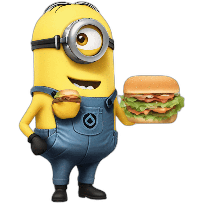 Minion con boina comiendo un sándwich  emoji