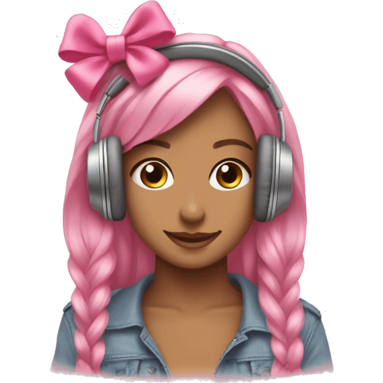 Pink bow on headphones ￼ emoji