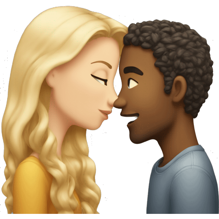 A girl with light skin and light hair kisses a guy with light skin and light hair emoji