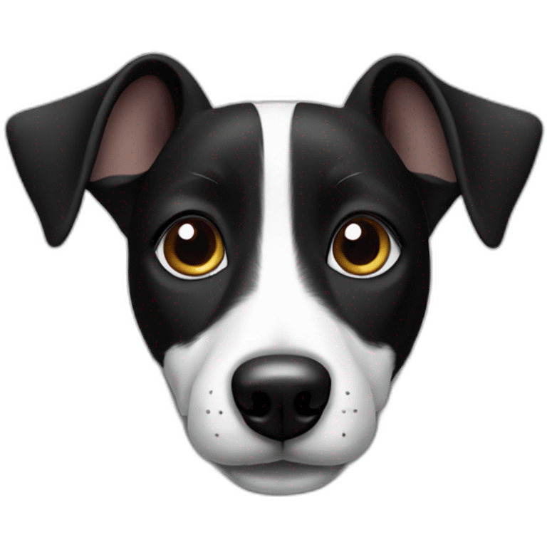 Black and white jack russel with raised ears emoji