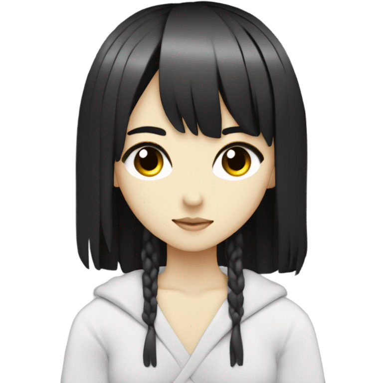 ascii art with japanese anime teen age girl with black hair and black eyes emoji