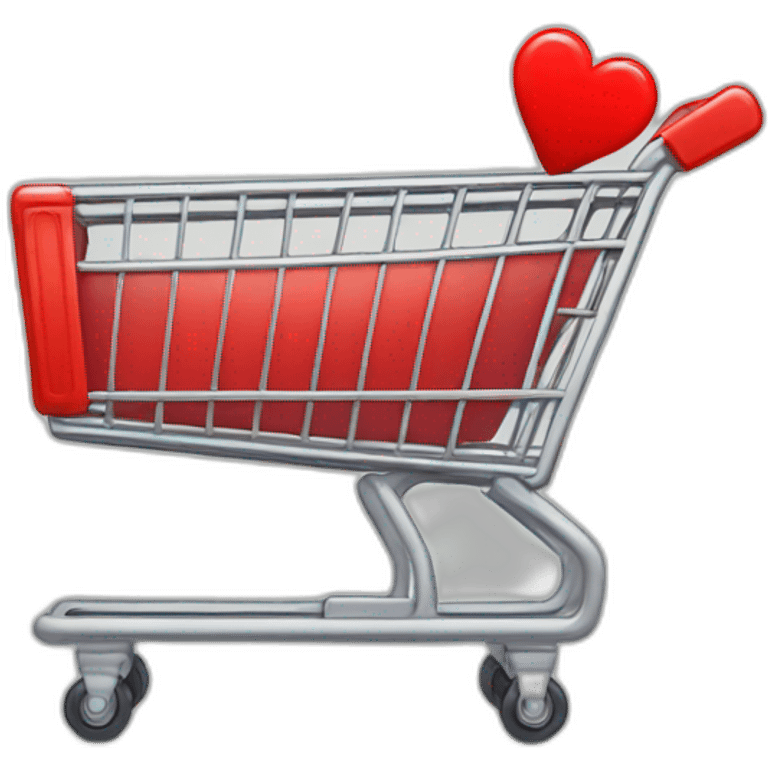 shopping thin cart with one big red heart inside emoji