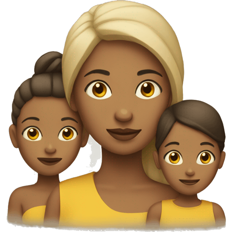 woman with 2 children in yellow skin tone emoji