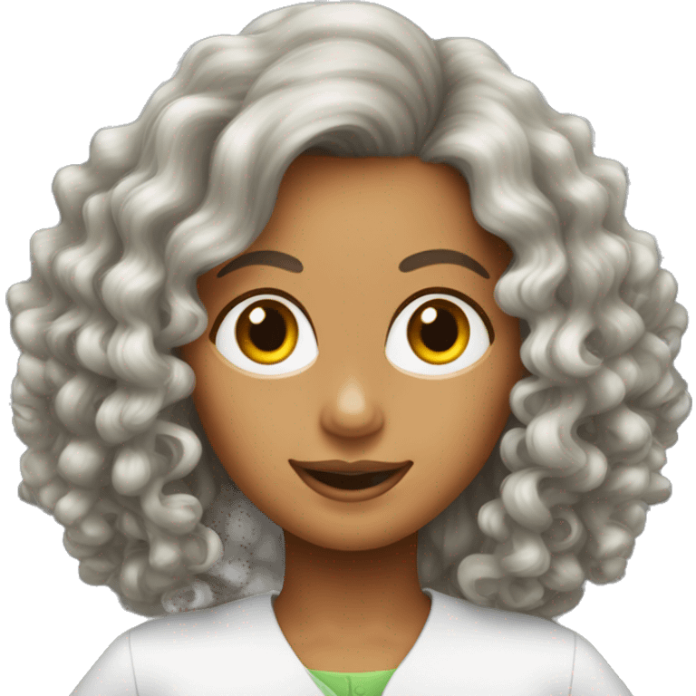 Oompa loompa female long curly hair braces emoji