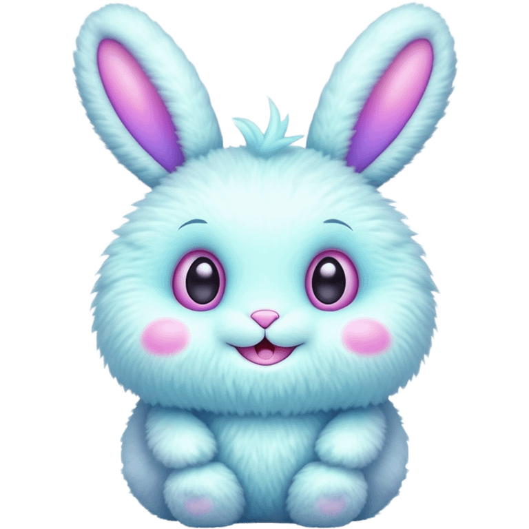 alien kawaii neon puffy  fluffy easter bunny  emoji