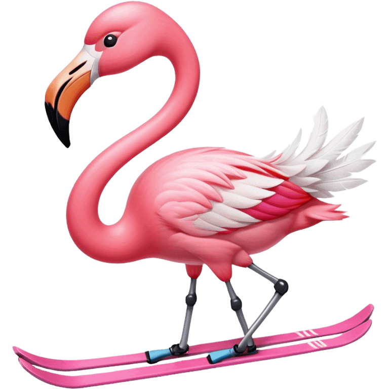 Skiing flamingo emoji