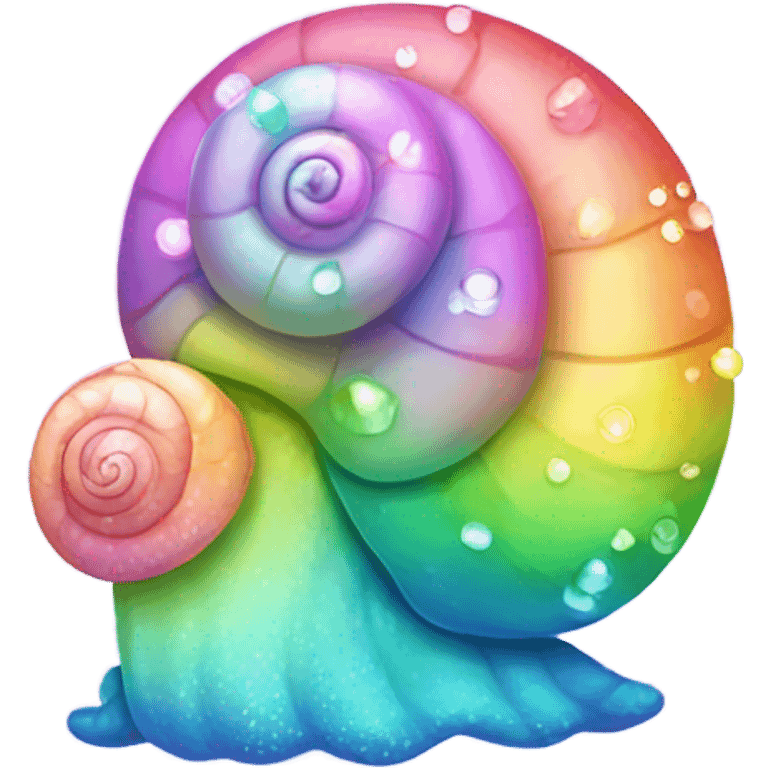 Kawaii pastel rainbow bedazzled snail emoji