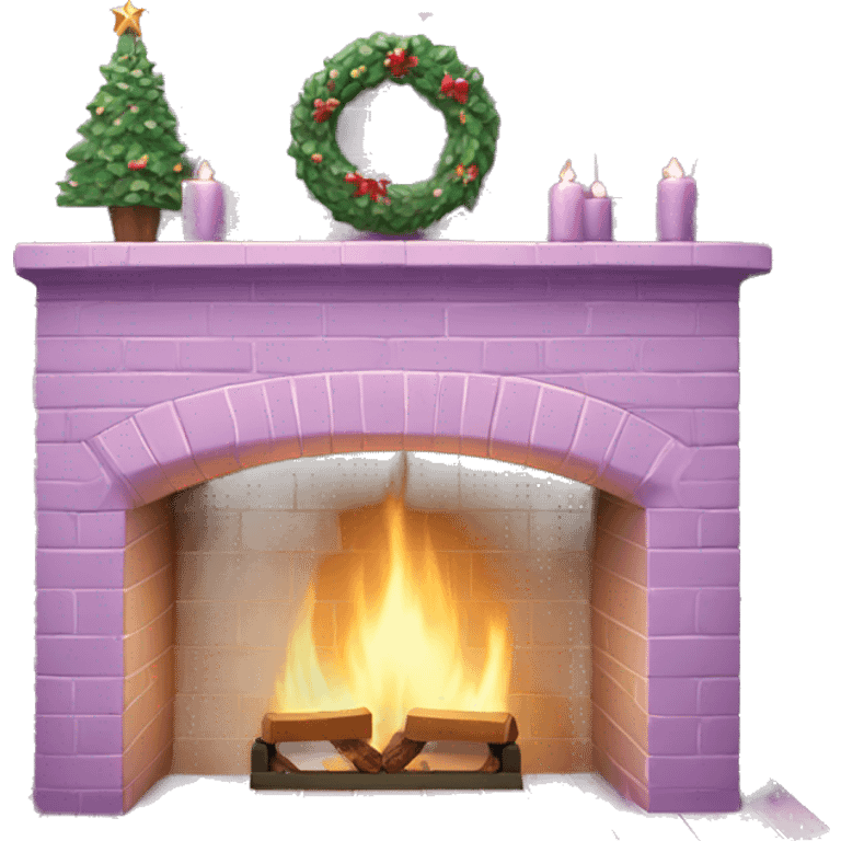 Pastel purple brick fireplace Christmas  emoji