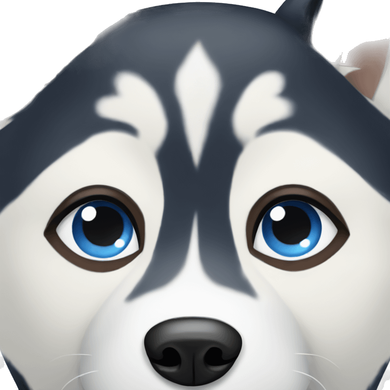 Husky white and black with blue and brown eyes emoji