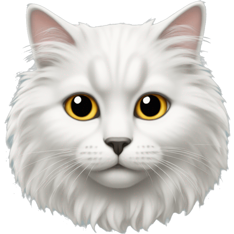 White fluffy cat with gray on nose emoji