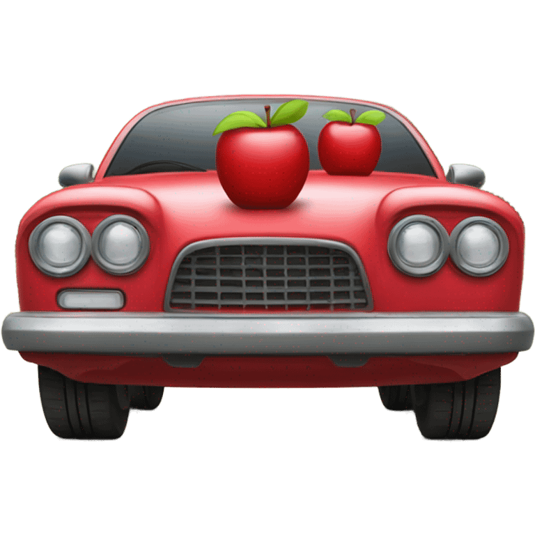 Car with apple wheels emoji