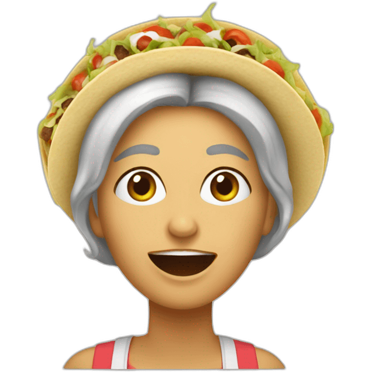 Une dame qui mange un tacos emoji