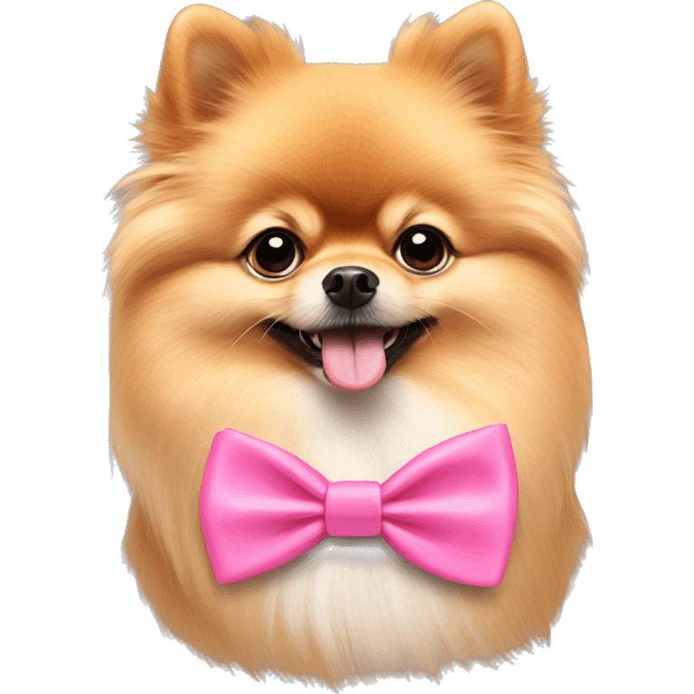 Pomeranian with a pink bow tie  emoji