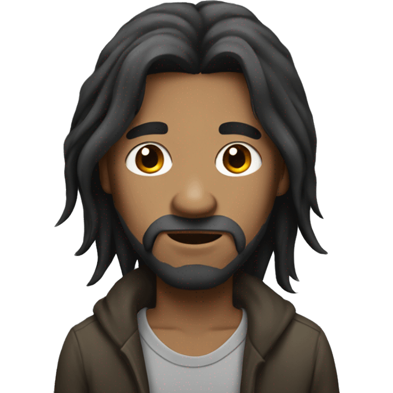 Homeless man with long straight black hair  emoji