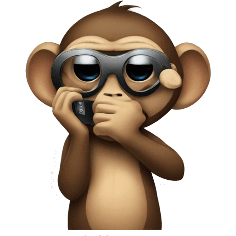 monkey covering eyes with phone emoji