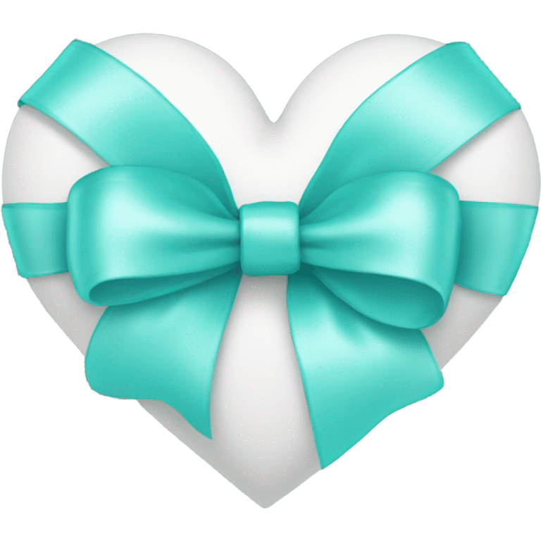 A white heart with an aqua bow  emoji