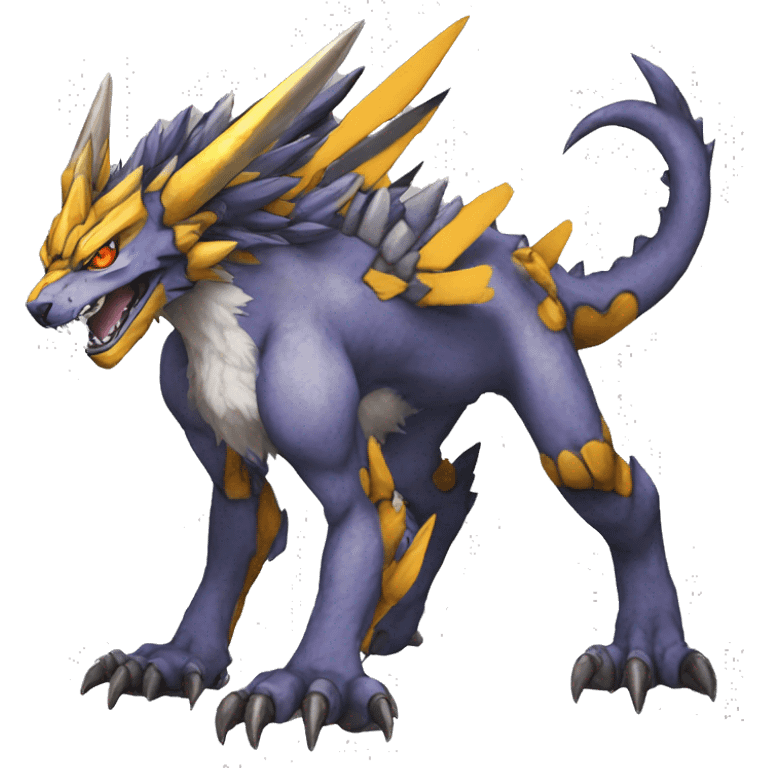  Cool Edgy Digimon-Fakemon-Garurumon-Greymon-Loogamon with edgy markings full body emoji