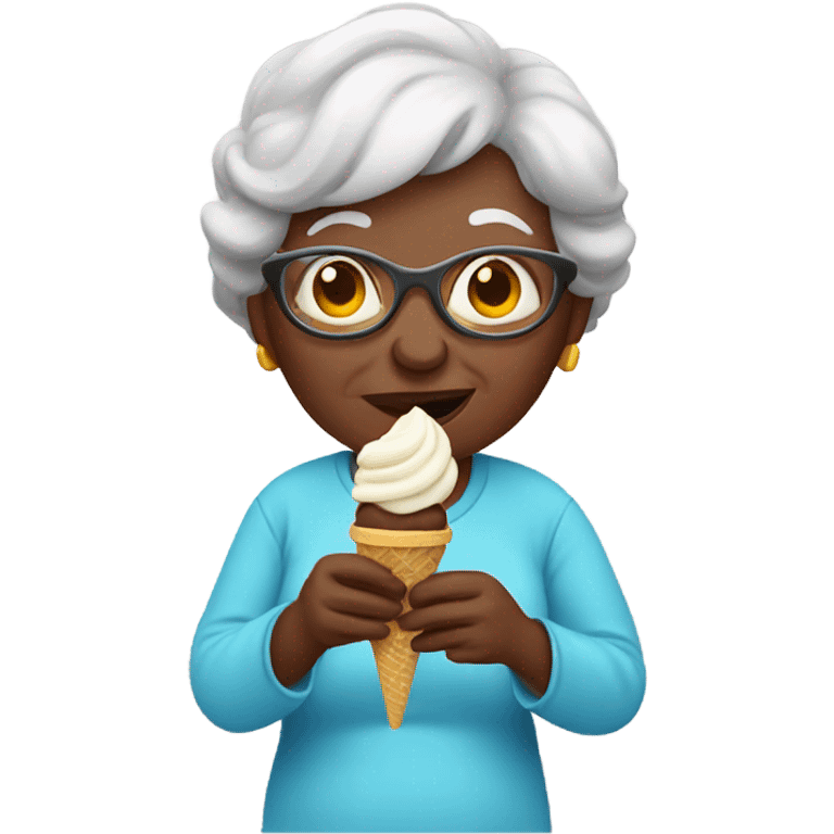 Grandma eating ice cream  emoji