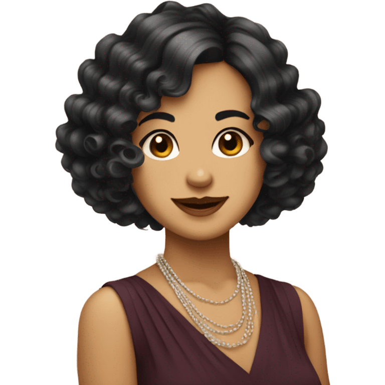 flapper curly wavy dark hair smirk emoji