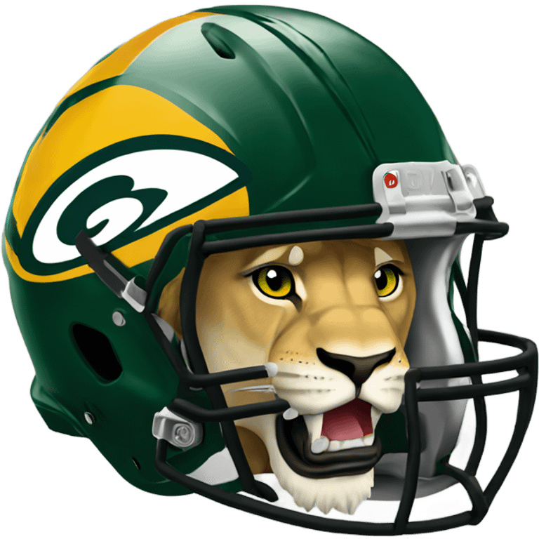 Lion biting Green Bay helmet  emoji