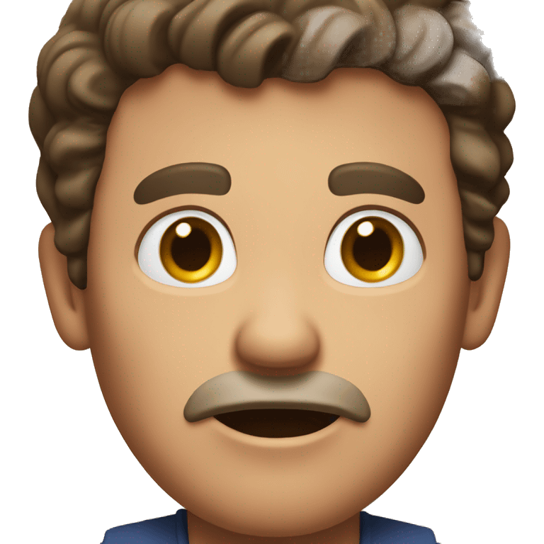 A middle-aged man with brown hair looking extremely surprised. emoji