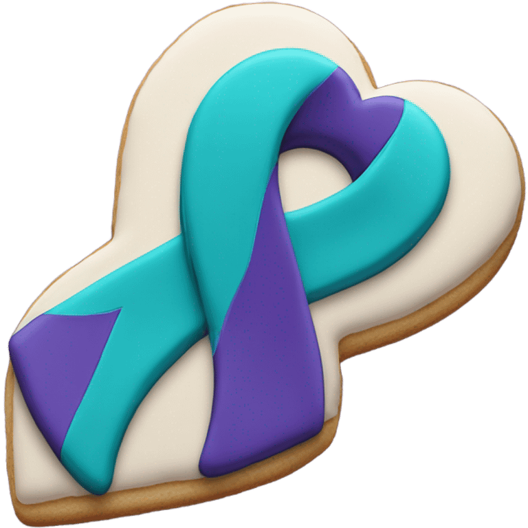 Purple teal Suicide awareness ribbon, heart cookie emoji