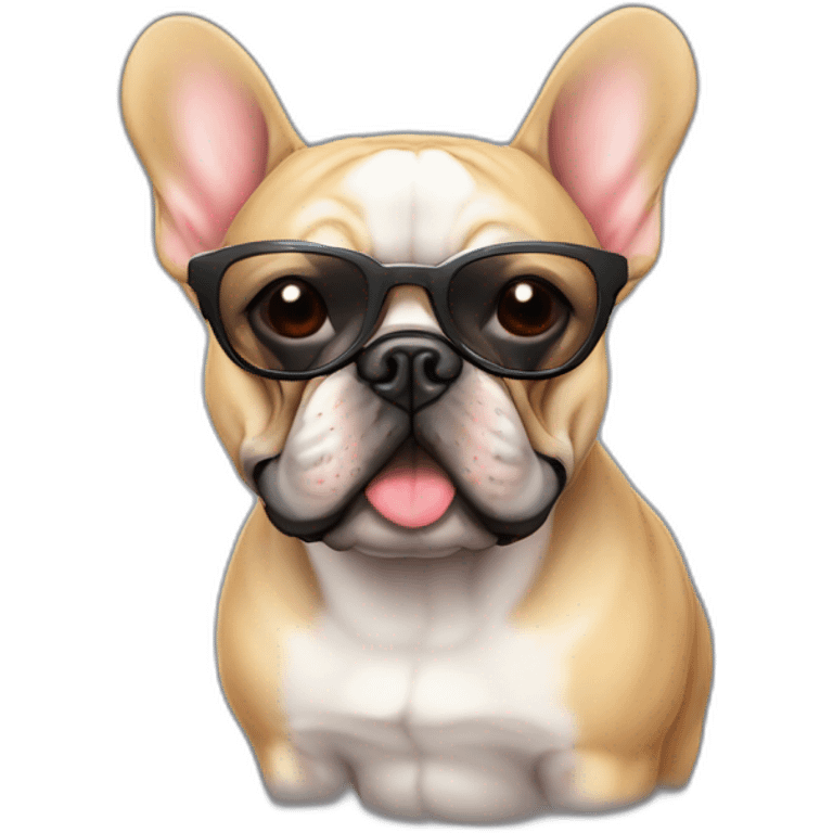 Bouledogue français avec des lunettes de soleil emoji