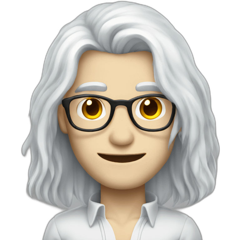 vampire librarian with blue eyes and long white hair handsome male emoji