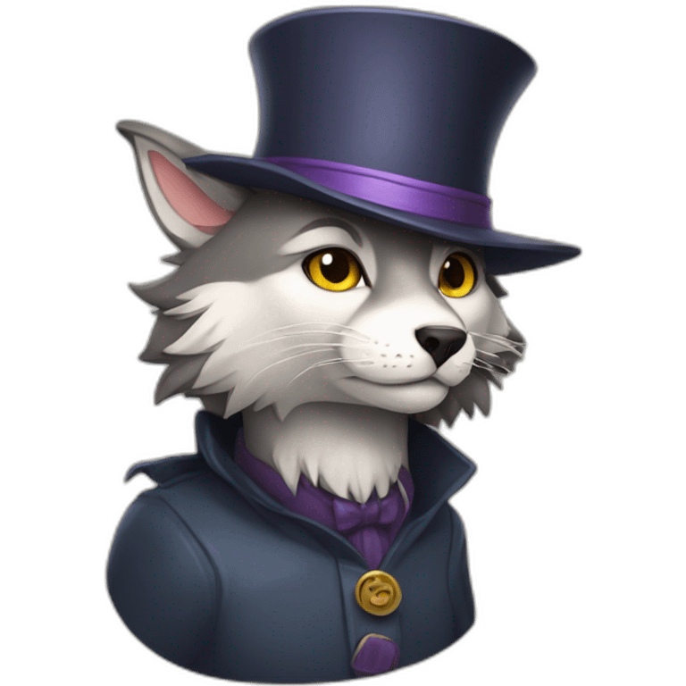 Wolf of the hat cat emoji