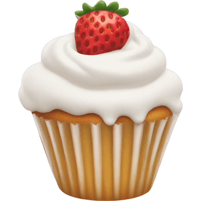 Strawberry cupcake white icing  emoji